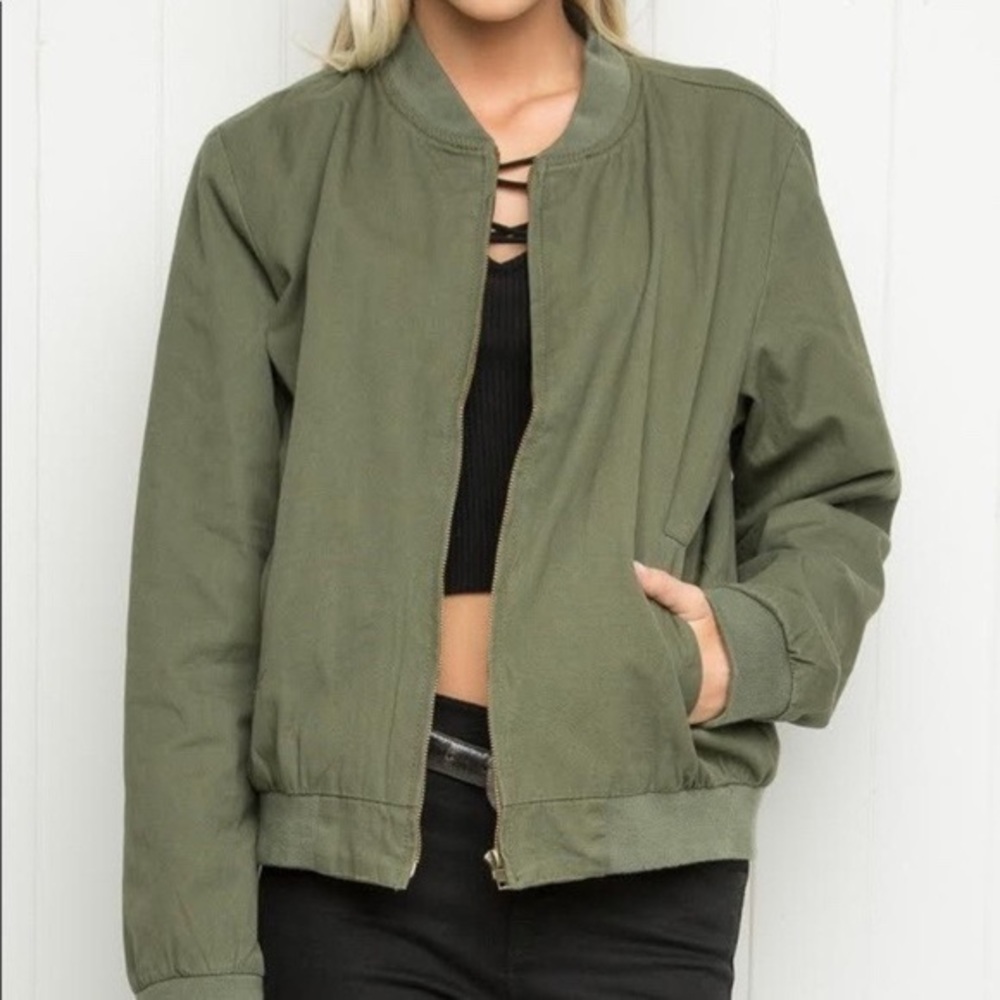 Brandy Melville olive green bomber jacket